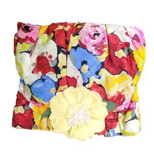 Carol Lahm Sloane Vintage 90s Handmade Silk Floral Handbag Clutch Multi-Color